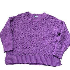 Seven7 Purple Textured Soft Cozy Loose Knit Chenille Pullover Sweater Size XL